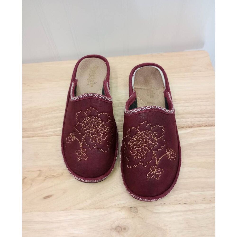 Patrizia embroidered cloth mules, slipper, slides, wedge. Size 37, 6.5